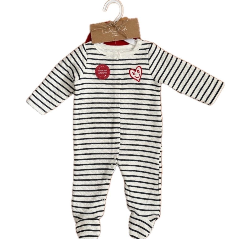 Lila & Jack Baby Boy Footed 1 Piece W/Red Hat